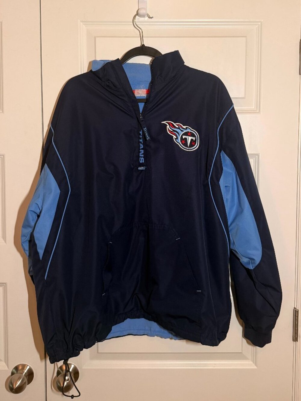 Tennessee Titans NFL Quarter Zip Pullover | Blue Men's Large | Old Logo/Design